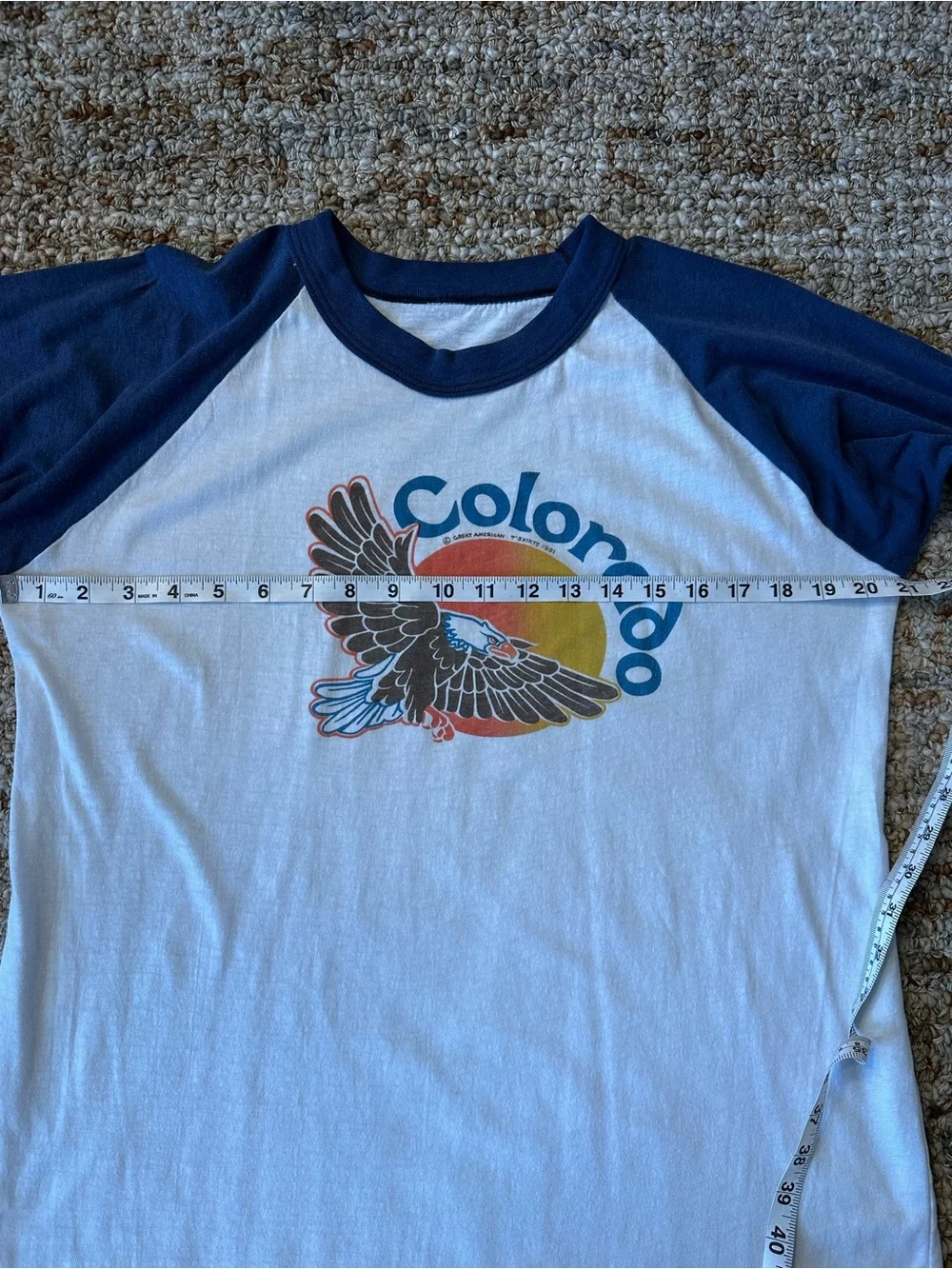 VINTAGE 1981 Colorado Eagle Raglan Men’s Tee - Navy/White